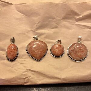 Real Sunstone set in 925 Sterling silver pendants (sold by the piece)